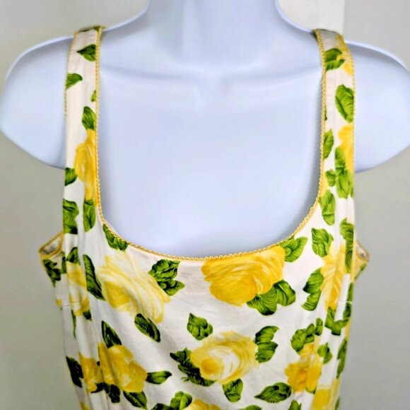 B. Smart Fit & Flare Dress Yellow Rose Sz 11/12 Sleeveless Scoop Neck Scalloped - Picture 2 of 12